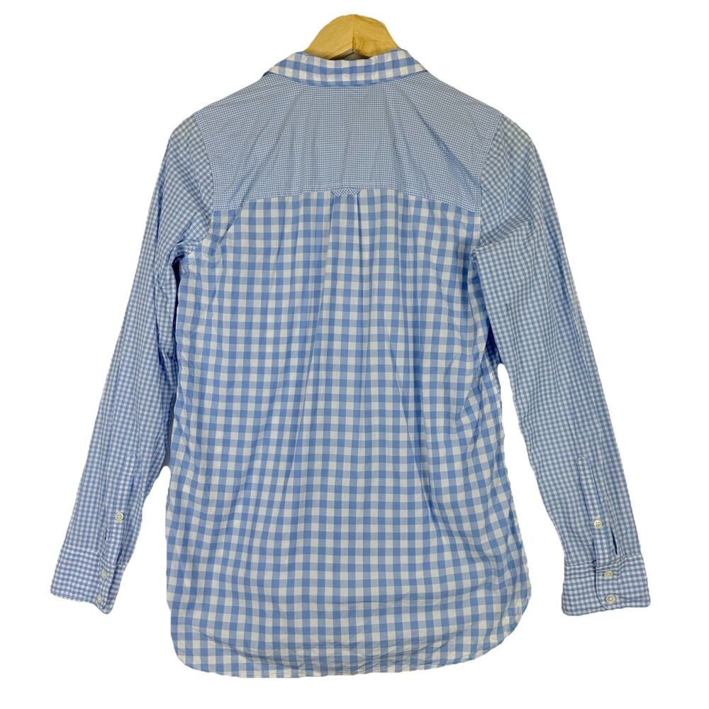 J. Crew Shirt Womens 4 Boy Blue White Gingham Prairie Button Up Garden Farmcore - Picture 5 of 8